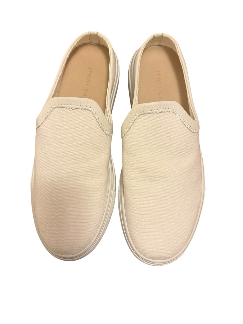 Jenni Kane Women’s White Slip-On Casual Canvas Mule Sneakers Sz 8